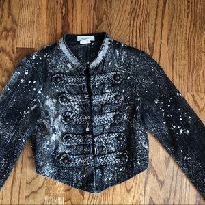 Acid wash crop Jean military jacket